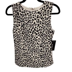 NWT‎ En Focus Studio Cheetah Print Sleeveless Cutout Back Tank Top Women's Small